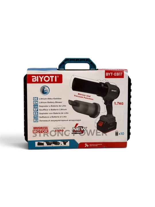 Аккумуляторная воздуходувка BIYOTI BYT-EB17, 2 аккумулятора, 2 насадки