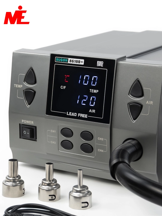 SUGON 8610D+ 1000W паяльная станция Hot Air, 100–500°C, для SMD/BGA