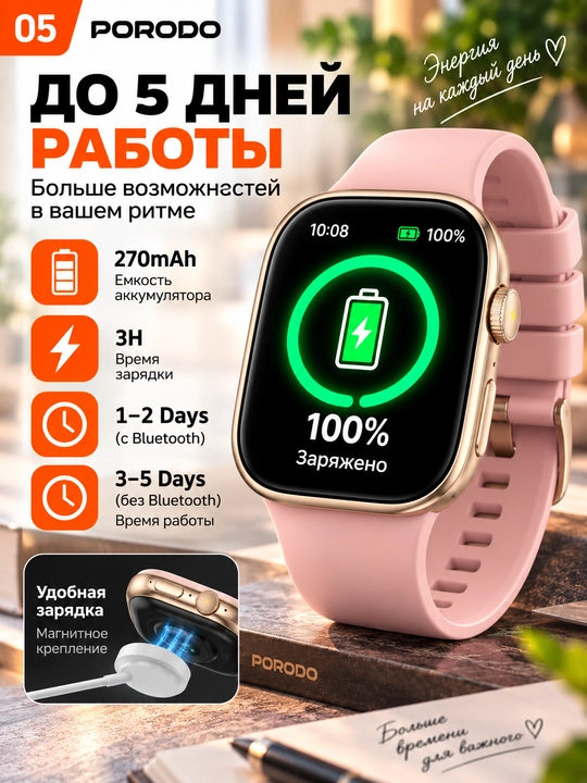Smart soat PORODO BT qo'ng'iroqlar, Yoqimli dizayn