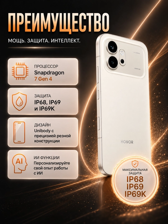 Смартфон HONOR 600, 8/256 ГБ, AMOLED 120 Гц, 200 МП OIS, 7000 мАч, 80 Вт