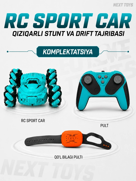 Stunt Car RC boshqaruvli mashina, 360° drift, qo‘l harakati bilan boshqaruv