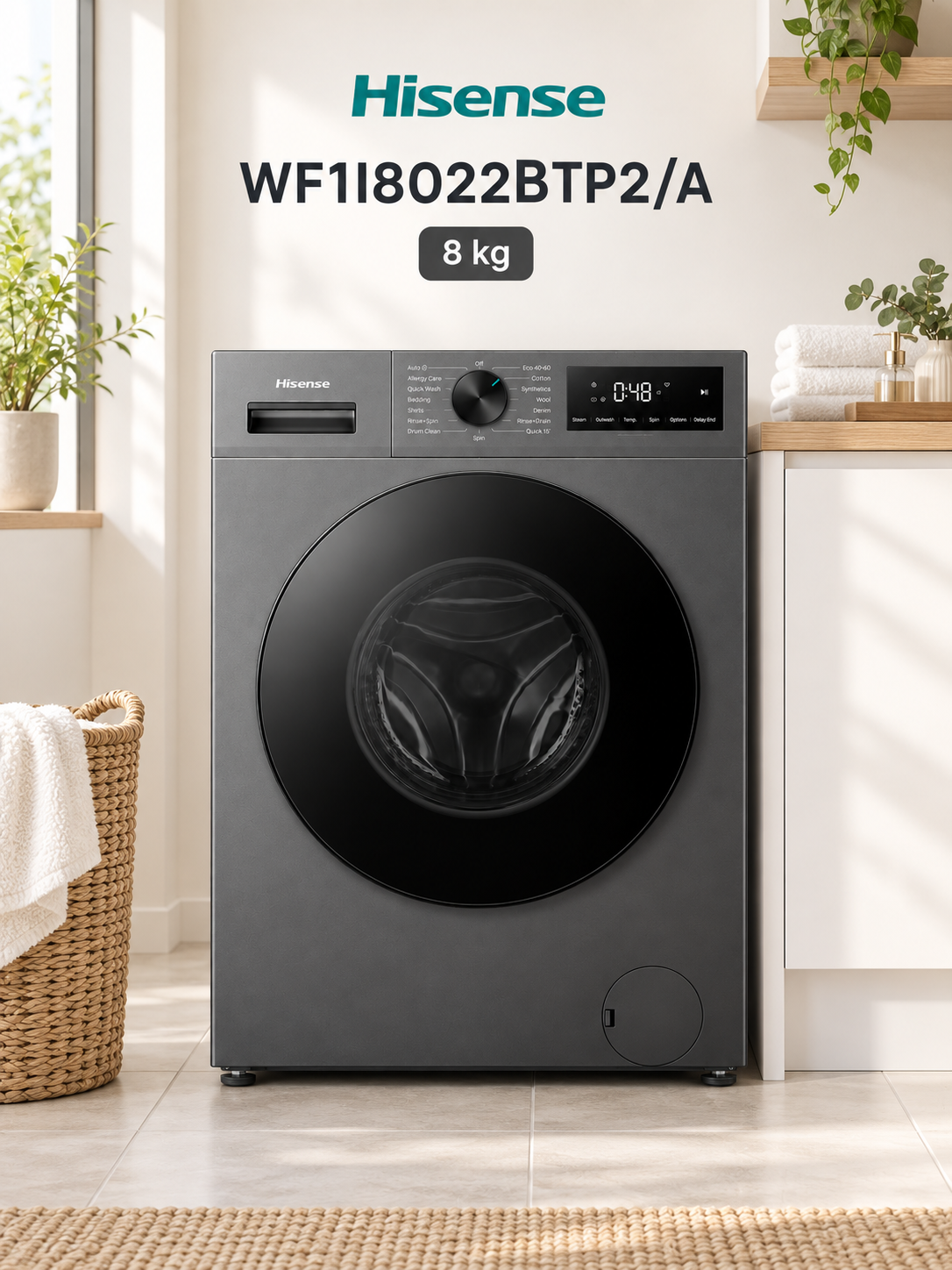Hisense WF1I8022BTP2/A - автоматическая стиральная машина весом 8 кг - 