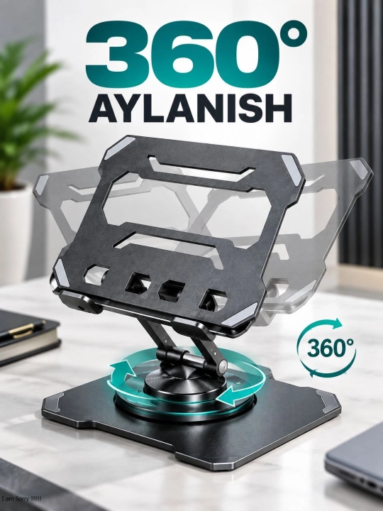 Telefon va planshet uchun buklanadigan stol stendi, 360° aylanuvchi