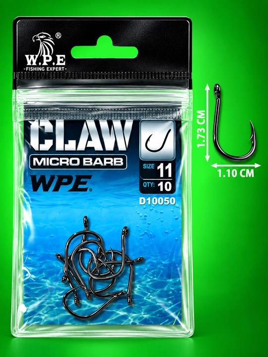 WPE CLAW Micro Barb Baliq Ilgaklari 9–14 Razmer–O‘tkir va Mustahkam Karp Sazan Karas uchun