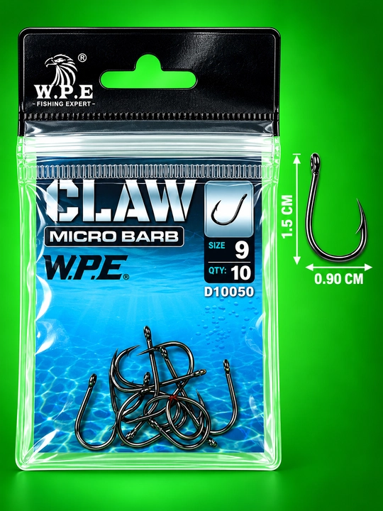 WPE CLAW Micro Barb Baliq Ilgaklari 9–14 Razmer–O‘tkir va Mustahkam Karp Sazan Karas uchun