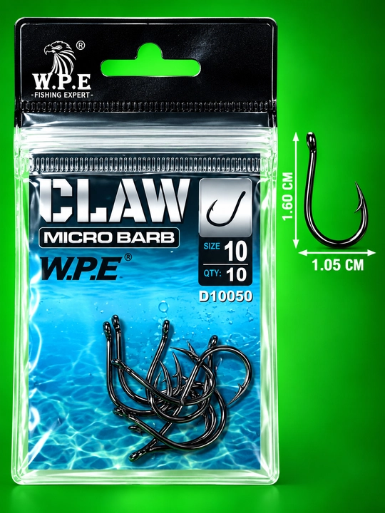 WPE CLAW Micro Barb Baliq Ilgaklari 9–14 Razmer–O‘tkir va Mustahkam Karp Sazan Karas uchun