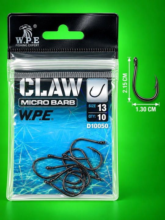 WPE CLAW Micro Barb Baliq Ilgaklari 9–14 Razmer–O‘tkir va Mustahkam Karp Sazan Karas uchun