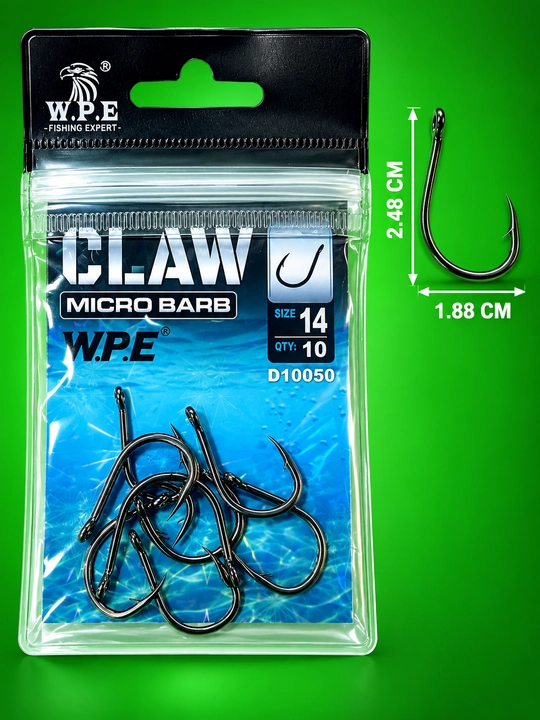 WPE CLAW Micro Barb Baliq Ilgaklari 9–14 Razmer–O‘tkir va Mustahkam Karp Sazan Karas uchun