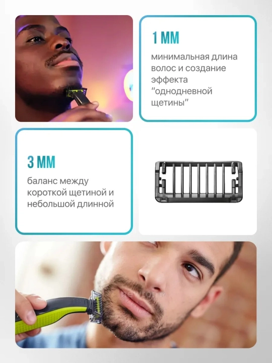 Электробритва Philips OneBlade QP1624: триммер для бороды,для лица, мужская бритва