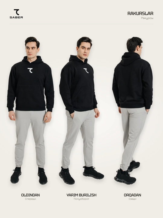Erkaklar uchun xudi 7SABER Essential Fit kapyushonli