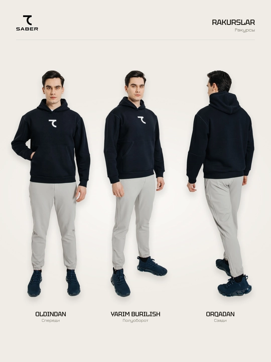 Erkaklar uchun xudi 7SABER Essential Fit kapyushonli