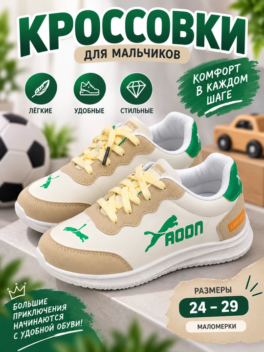 O‘g‘il bolalar uchun bolalar krossovkasi, yengil, malomerka 24–29 - 
