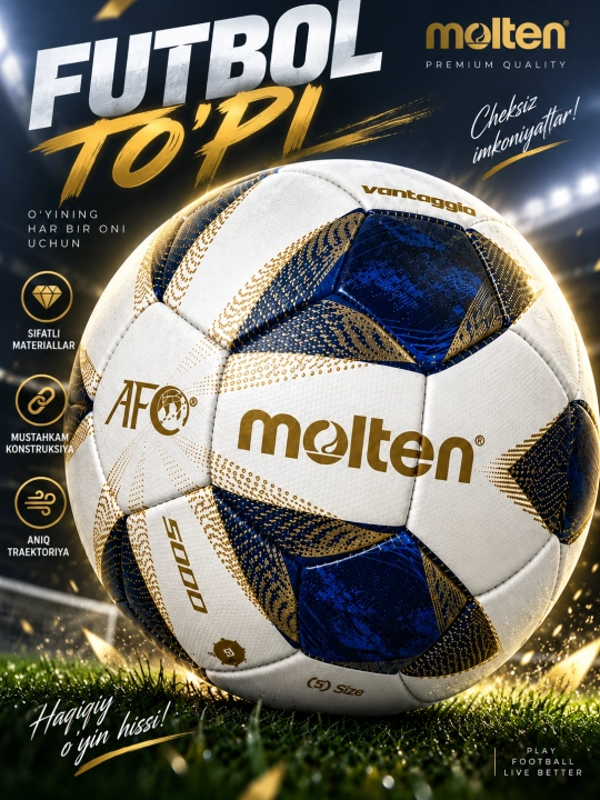 Futbol to‘pi, professional va havaskorlar uchun MOLTEN futbol to‘pi - 