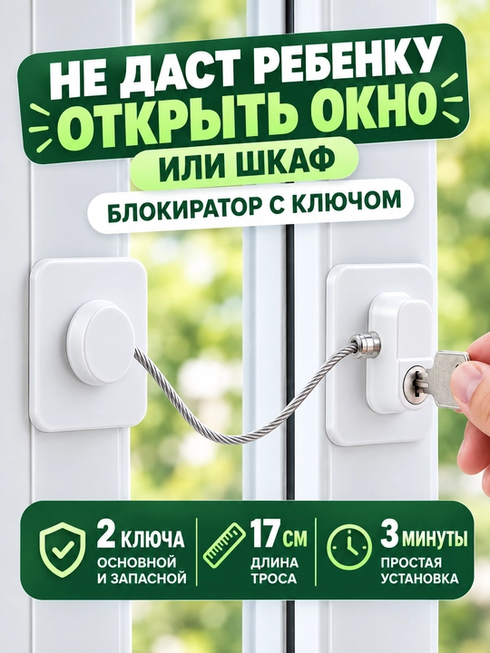 Замок блокиратор на окон и раздвижные двери, ограничитель оконный для безопасности детей - 