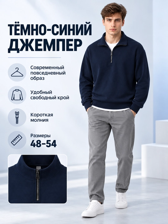 Мужской свитер, джемпер на молнии, кардиган, свитер, полузамок