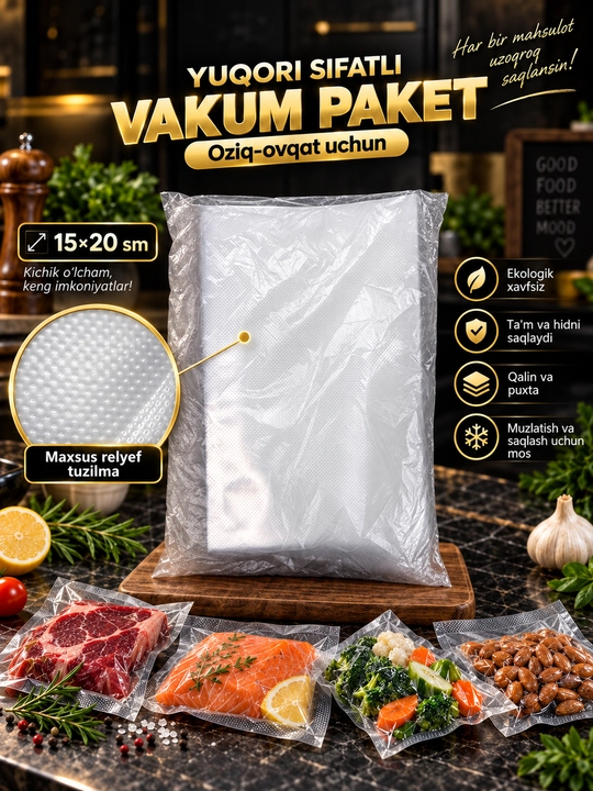 Пакеты для вакуматора рифленые для вакууматора, вакумного упаковщика - 