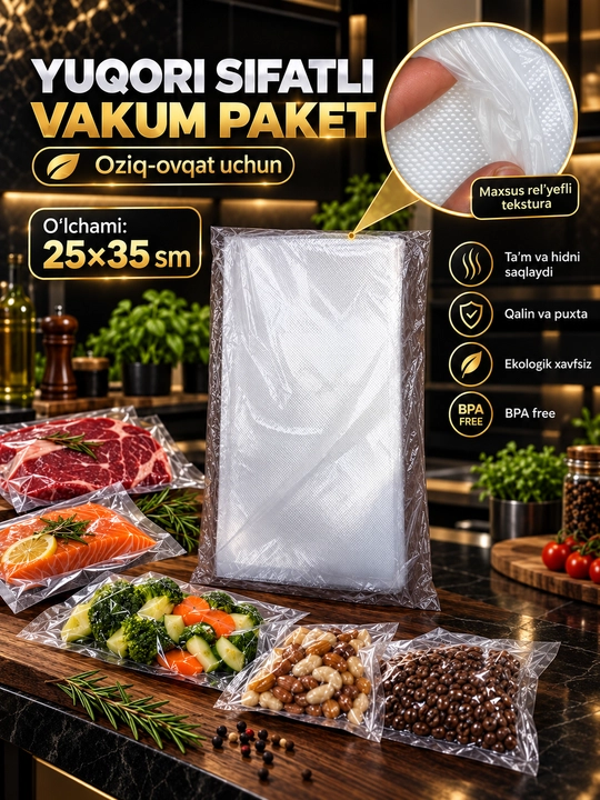 Пакеты для вакуматора рифленые для вакууматора, вакумного упаковщика