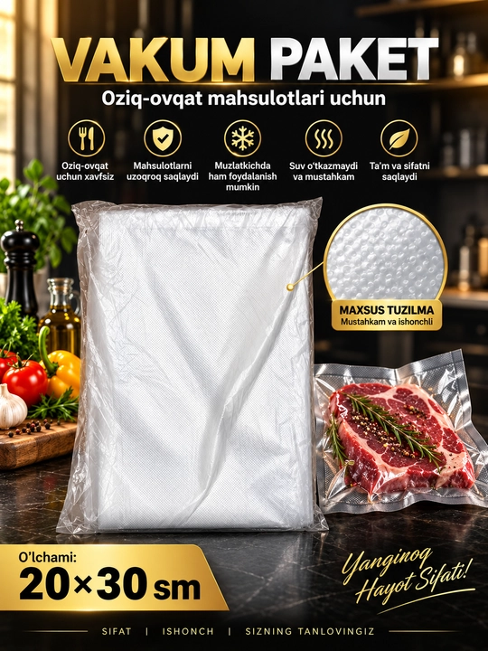 Пакеты для вакуматора рифленые для вакууматора, вакумного упаковщика - 