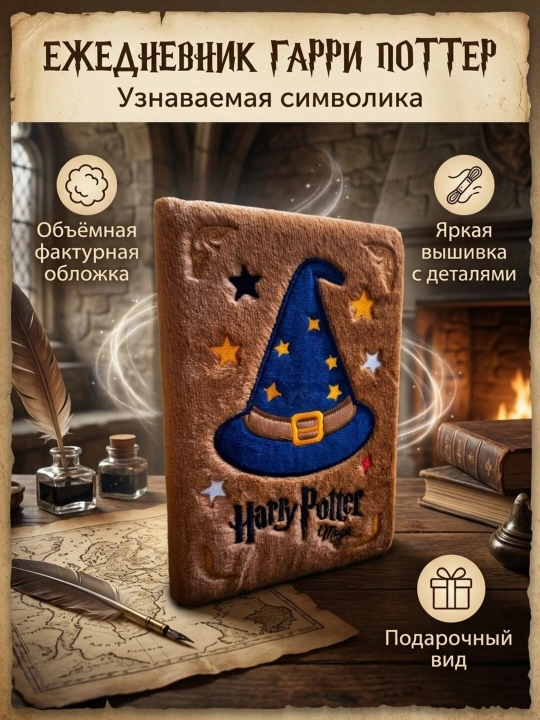 Дневник для записей Гарри Поттер и друзья с обложкой, меняющейся при наклоне - 