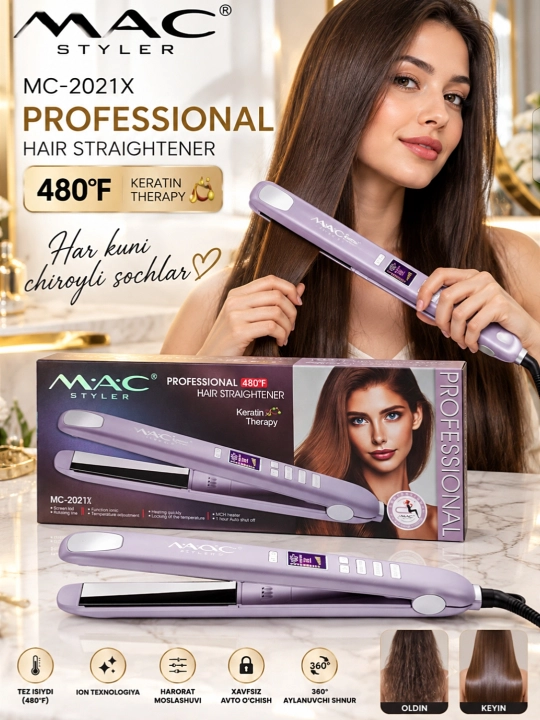 MAC Styler 5518 soch to‘g‘rilagichi, titan qoplamali, professional darajadagi