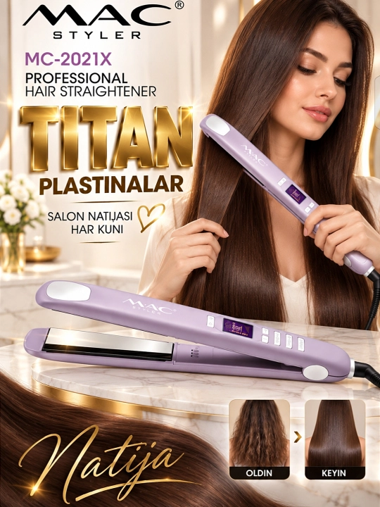 MAC Styler 5518 soch to‘g‘rilagichi, titan qoplamali, professional darajadagi