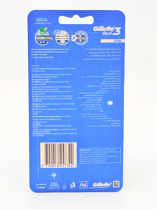 Бритва Gillette Blue3 Cool для мужчин, 3 лезвия, 8 штук