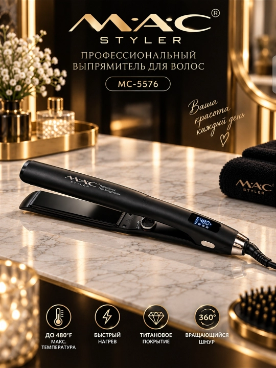 MAC Styler 5518 soch to‘g‘rilagichi, titan qoplamali, professional darajadagi