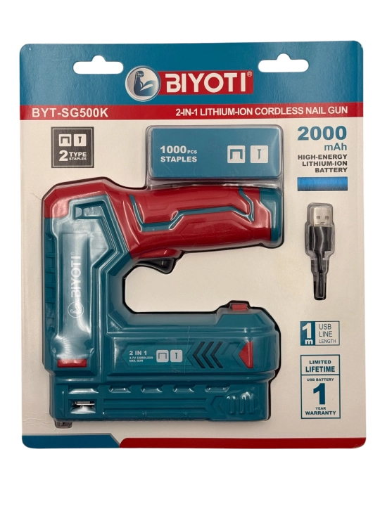 BIYOTI BYT-SG500K 2 tasi 1 da akkumulyatorli stepler, 3,7 V, 2000 mA·soat