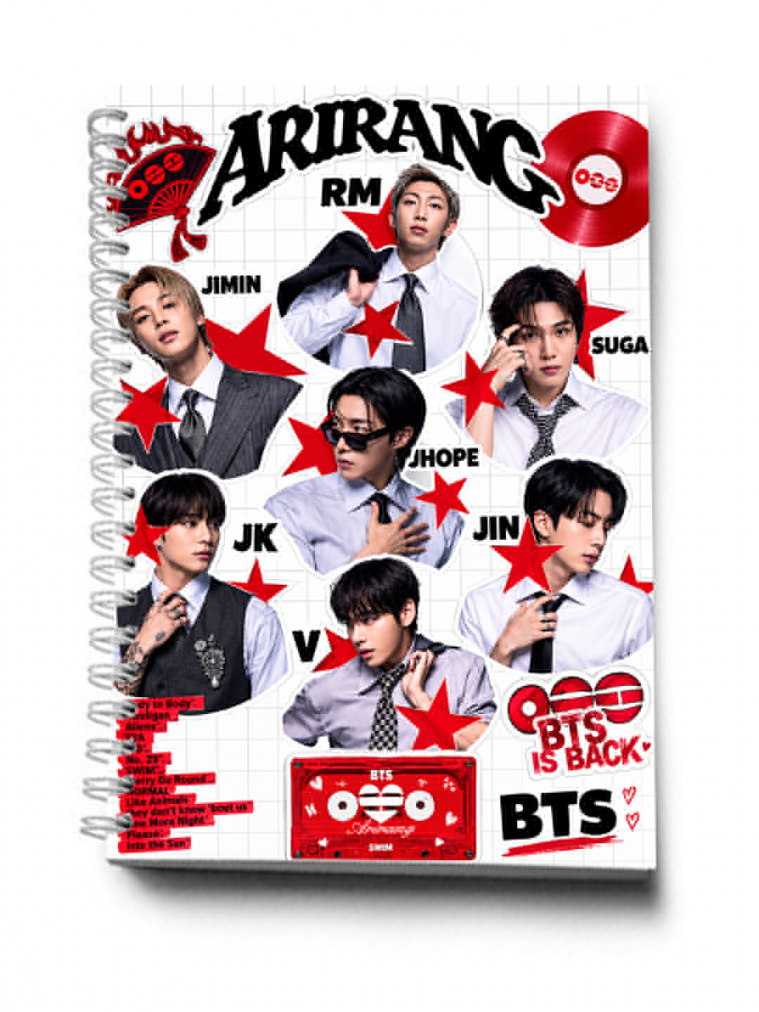Блокнот и ежедневник 2 в 1 - BTS, K-POP — 30 листов, 2 секции - 