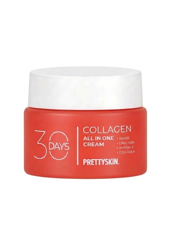 PRETTYSKIN 30 Days All in One Cream: Collagen va Hyaluronic, 4in1 yuz kremi, 100ml, Koreya