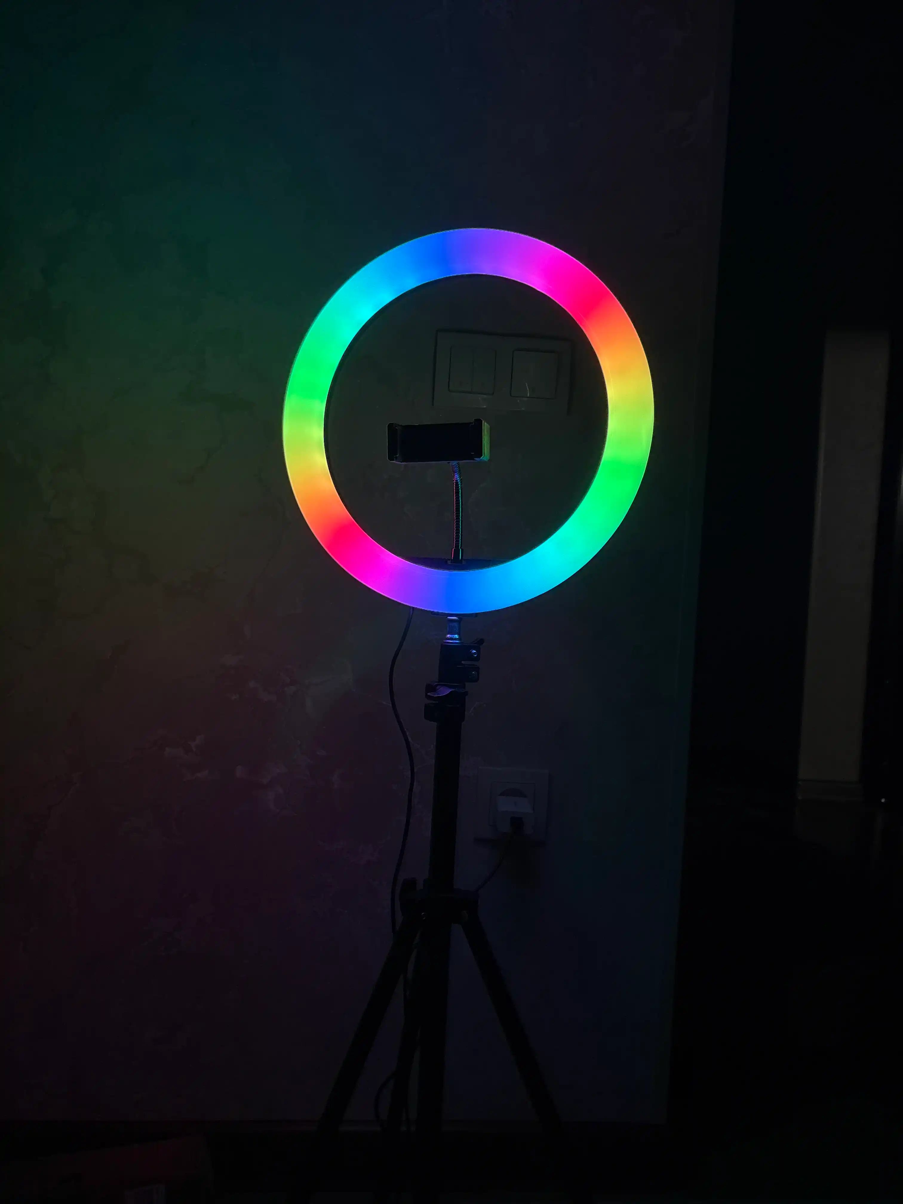 33 Sm RGB Halqasimon Lampa, 2 m Shtativ, Telefon Tutqichi va RGB Rejimlar