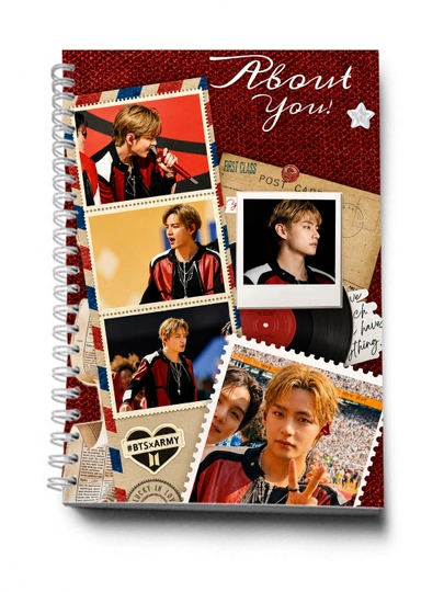BTS, K-POP, bloknot va planner 2 tasi 1 da - 30 varaqli, 2 bo'limli