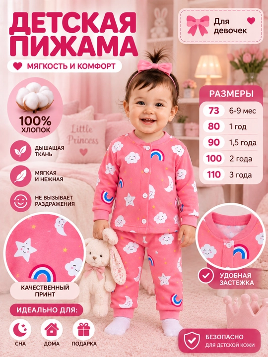 Детская пижама, пижама для девочки, мягкая пижама, домашняя одежда