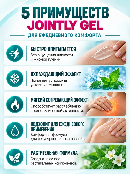JOINTLY GEL- Глюкозамин и Босвеллия, Травяной гель для мышц и суставов, 30г