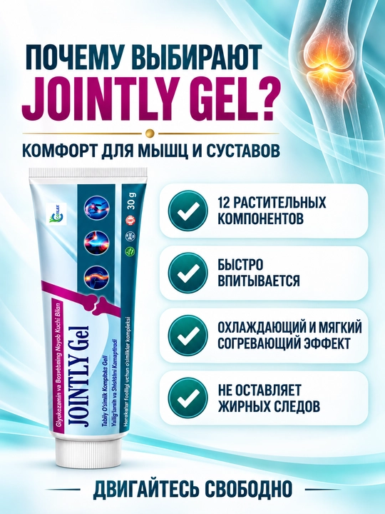 JOINTLY GEL- Глюкозамин и Босвеллия, Травяной гель для мышц и суставов, 30г