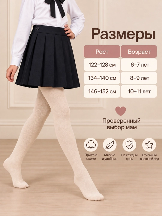 Колготки для девочек, колготки детские, 6-11 лет