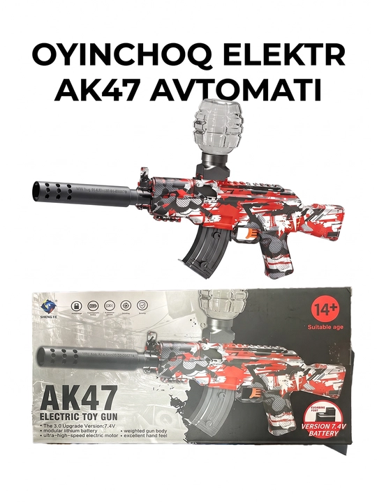 AK47 o‘yinchoq, elektr avtomat, 7.4V, o‘yinchoq qurol, bolalar o‘yinchog‘i - 