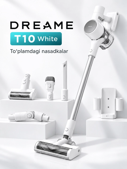 Dreame T10 White simsiz vertikal changyutgich, 60 daqiqagacha ishlash, 0,6 l konteyner