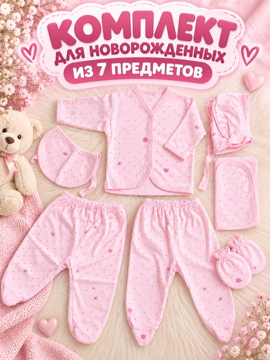 Комплект одежды для новорожденного, 100% хлопок, 0–3 месяца - 