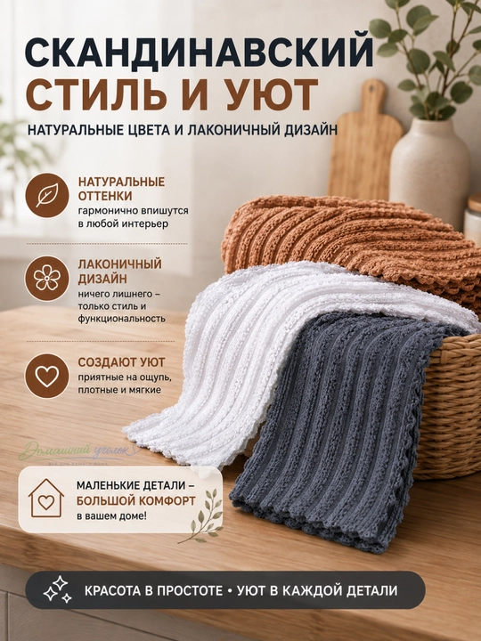 Набор кухонных полотенец из микрофибры, 3 штуки — полотенца для посуды и кухни