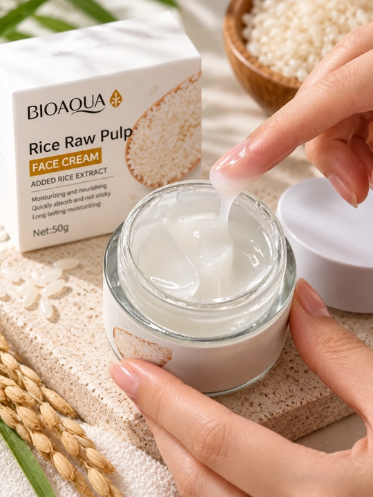 BIOAQUA Rice Raw Pulp guruch ekstrakti bilan yuz kremi, 50 g