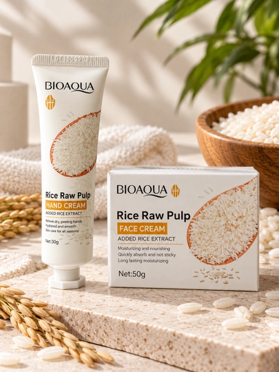 BIOAQUA Rice Raw Pulp guruch ekstrakti bilan yuz kremi, 50 g