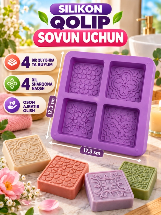 Sovun uchun silikon qolip, qo‘lda tayyorlangan sovun uchun silikon qolip
