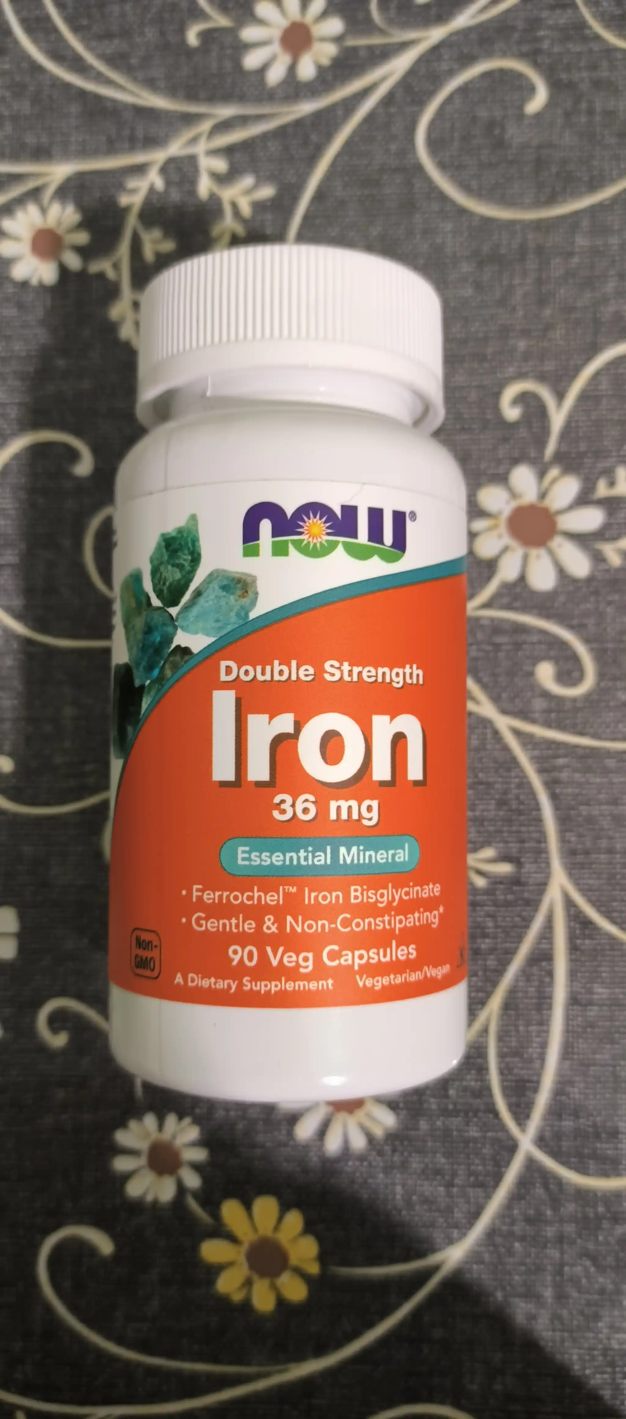 Now Foods Iron temir 36 mg, 90 ta energiya va sog'liqni saqlash kapsulalari, Halol