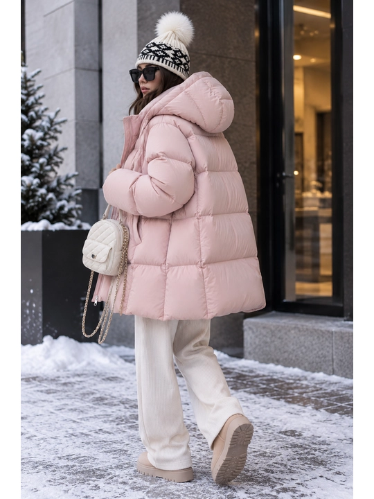 Ayollar uchun qishki kurtka, kapyushonli issiq puxovik, oversayz S–XL, -20°C gacha