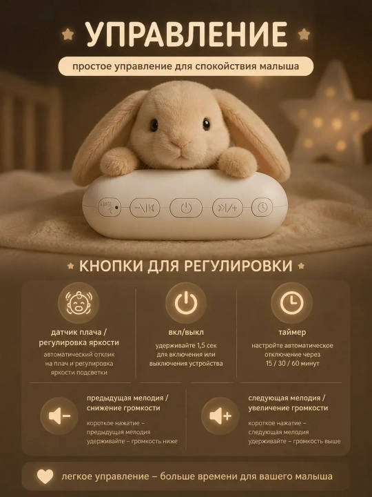 Ночник детский с белым шумом для новорожденных