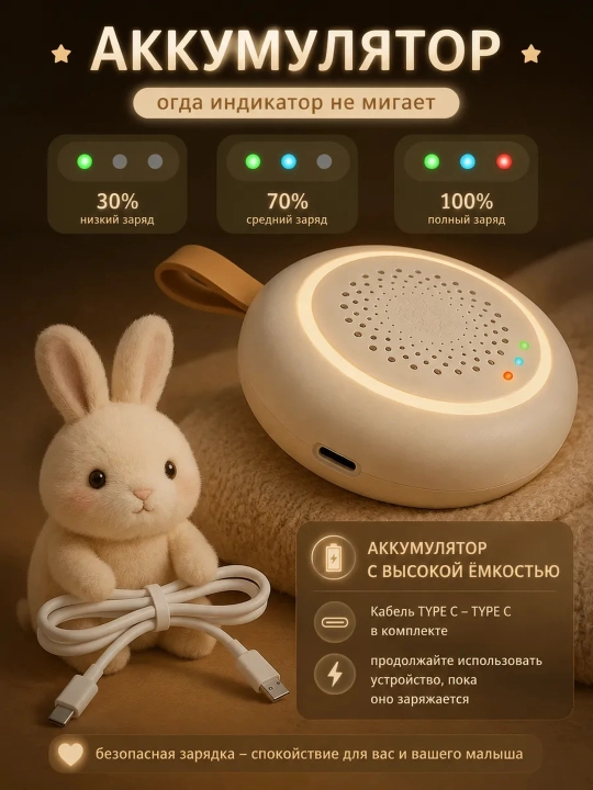 Ночник детский с белым шумом для новорожденных