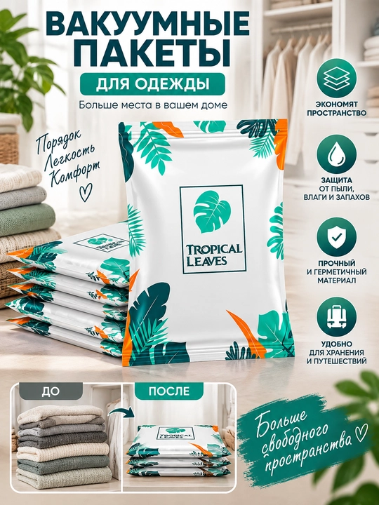 Вакуумные пакеты для одежды, 60*40, 70*50, 80*60, 100*70, 100*80 см