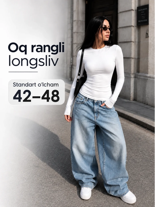 Ayollarga mo‘ljallangan uzun yengli, Skims uslubida qirqilgan, standart o‘lcham 42-48