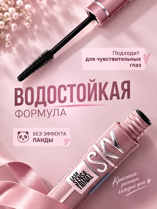 Тушь для ресниц, удлиняющая, придающая объём, чёрная, 7,2 мл